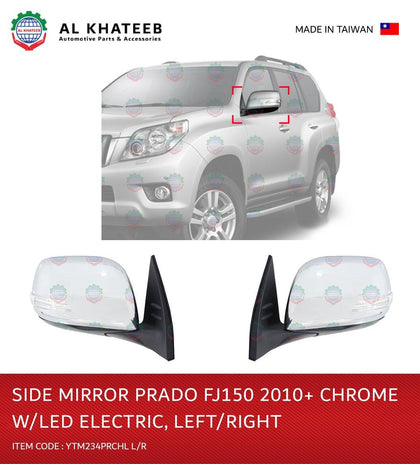 Al Khateeb YTM Electric Foldable Chrome With LED Side Mirror For Prado FJ150 2010-2023
