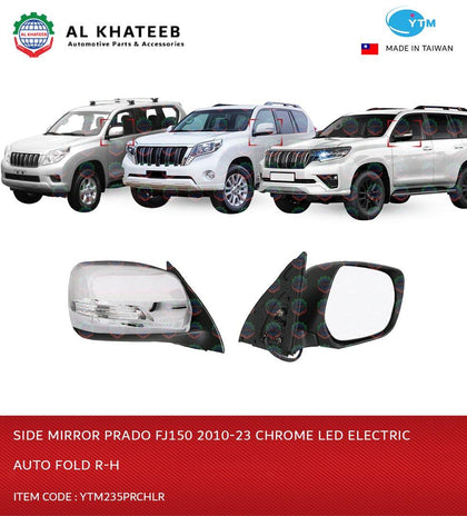 Al Khateeb YTM Side Mirror Left Electric Foldable Chrome With LED Prado FJ150 2010-2023