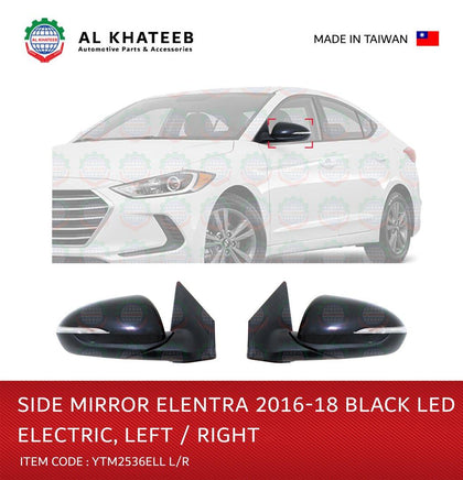 YTM Car Side Mirror Right Electric Automatic Foldable With Led Elantra 2016-2018 R-H, Black