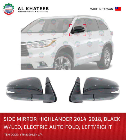 Al Khateeb YTM Electric Foldable Black With LED Side Mirror For Highlander 2014-2018, L-H