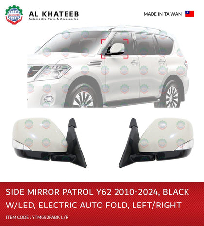 Al Khateeb YTM Car Side Mirror Left Electric Automatic Foldable Black With LED Patrol Y62 2010-2024 L-H